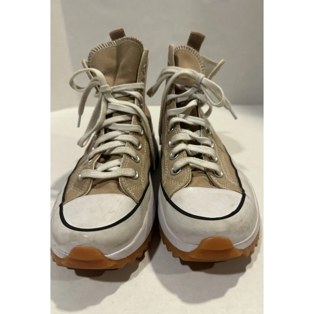 Converse Run Star Hike High Tops Chuck Taylor All Star Platform Shoes Tan 7.5